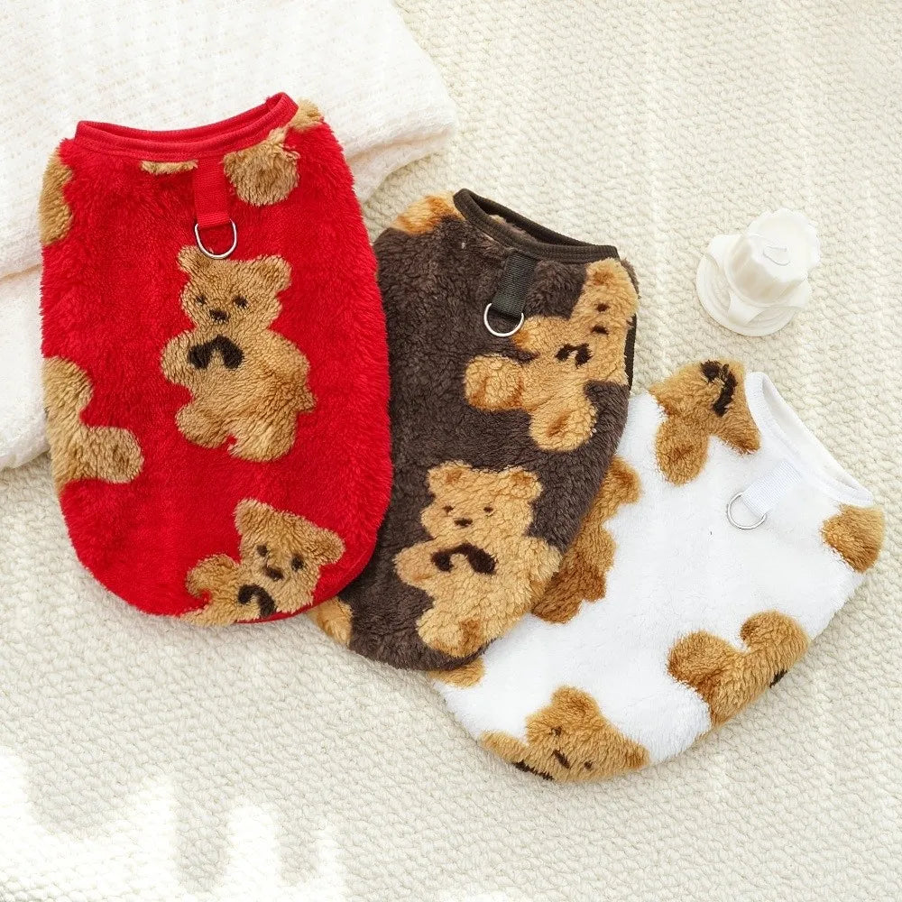 Winter Dog Sweater Vest – Bear Fleece XS–9XL Pet Clothes