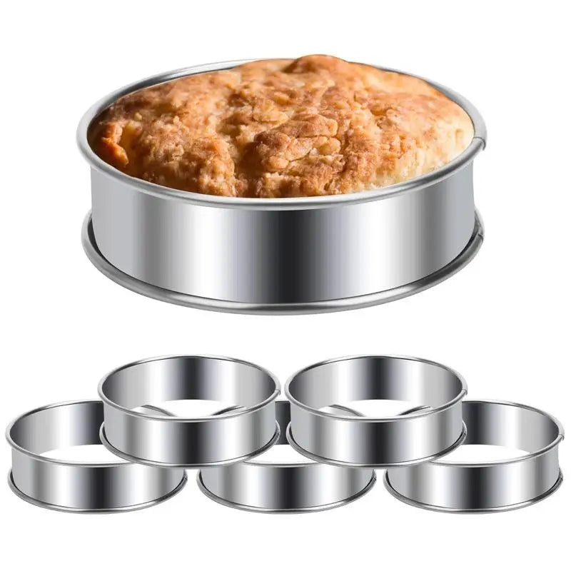 6PCS Stainless Steel Crumpet Baking Rings – Nonstick Mold Set