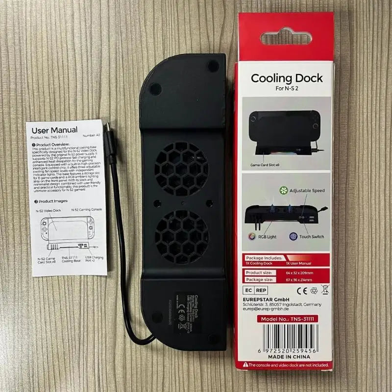 Nintendo Switch 2 Cooling Fan Dock with LED Light & USB Ports