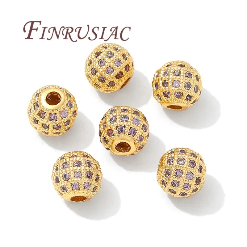 18K Gold Plated Zircon Spacer Beads – Brass DIY Jewelry Making