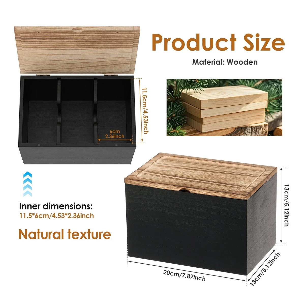 Wood Tampon Holder & Sanitary Napkin Storage Box with Lid
