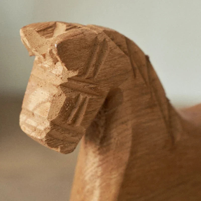 Hand-Carved Wooden Rocking Horse Figurine – Home Décor Gift