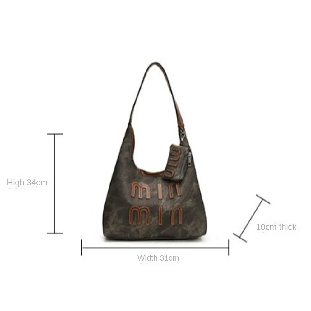 Women's PU Leather Shoulder Tote Bag with Coin Purse | Large