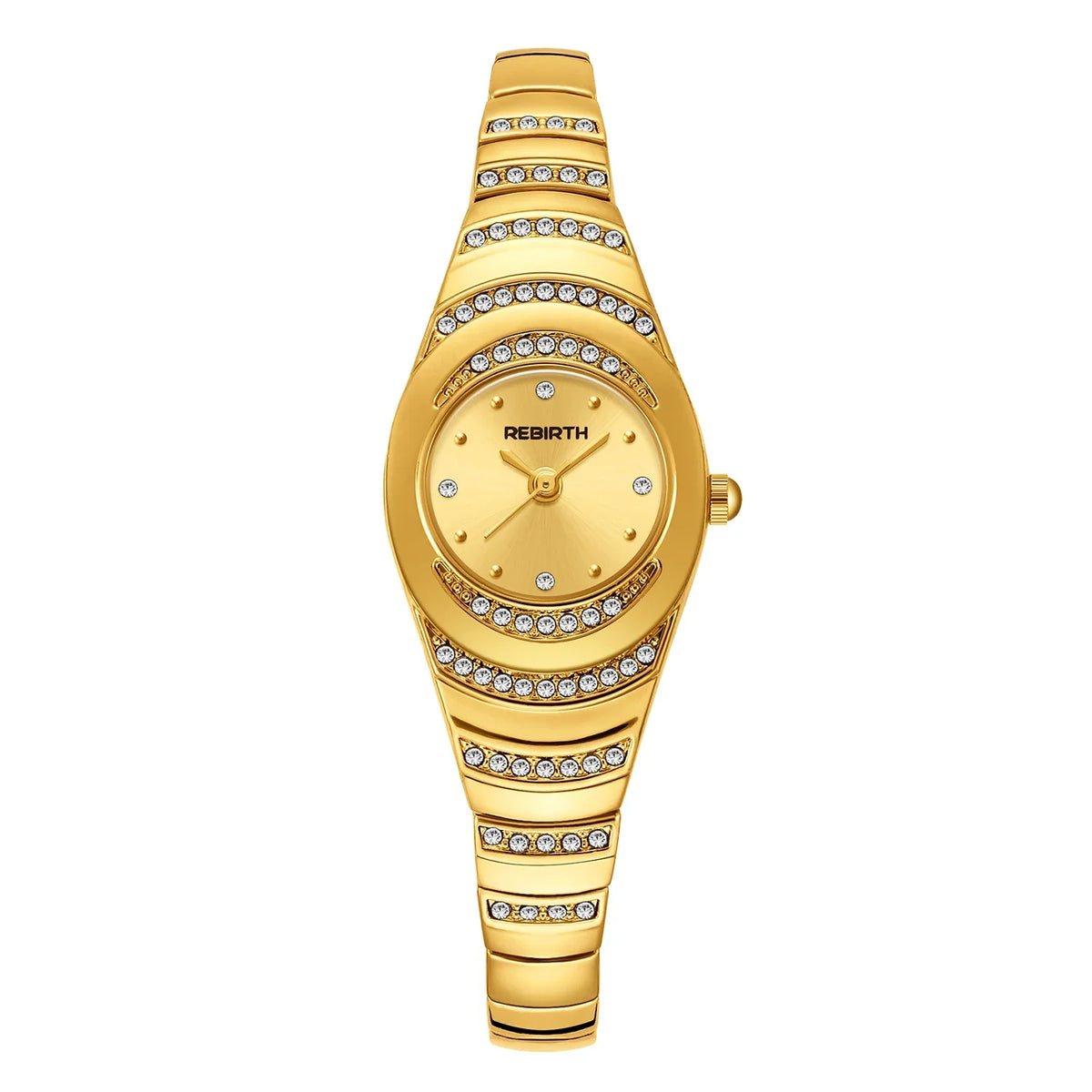 REBIRTH Vintage Oval Diamond Women's Quartz Watch | Steel Band
