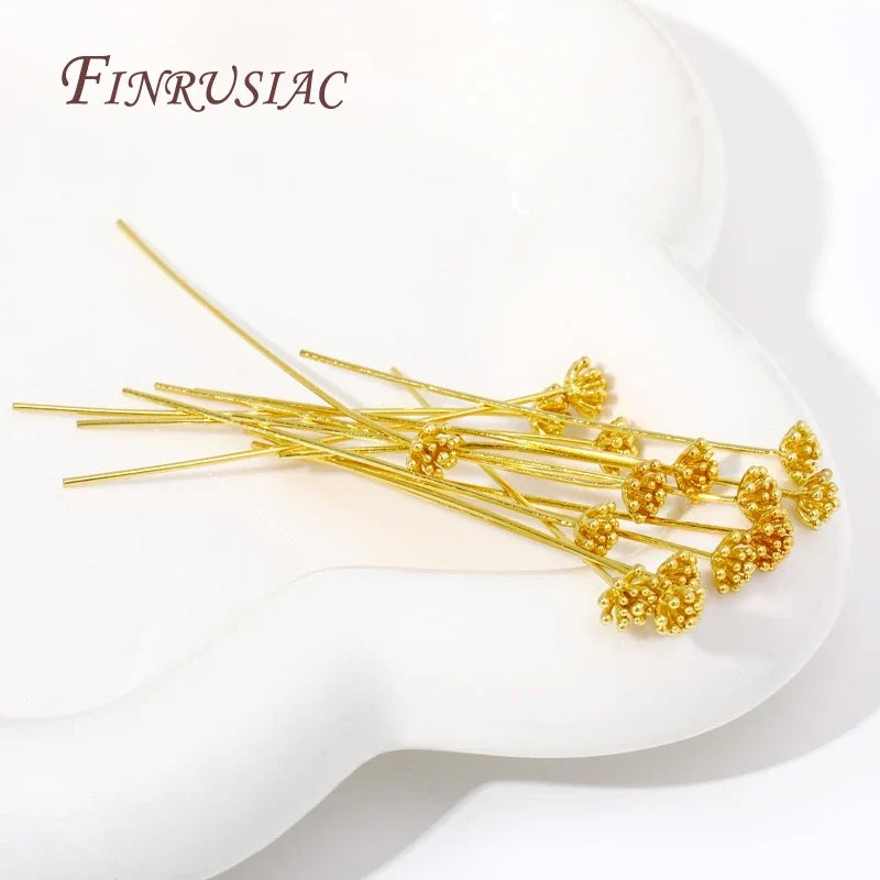 18K Gold Plated Flower Flat Pins for DIY Jewelry Making – 5/10Pcs