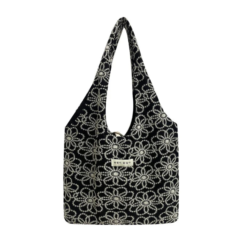 Embroidered Floral Bucket Tote Bag – Women's Shopping Bag