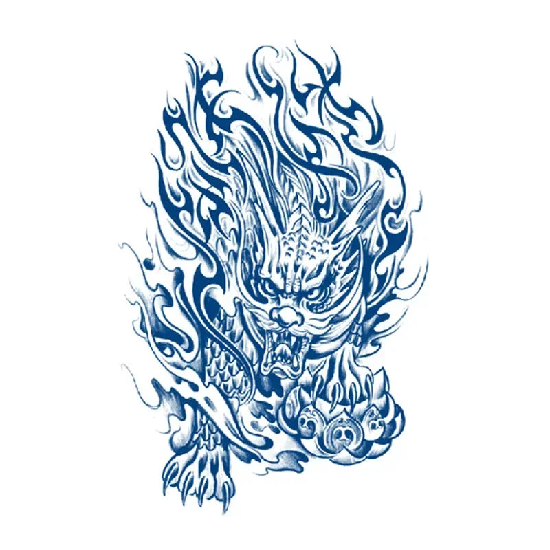 Blue Snake Temporary Tattoo Sticker – Waterproof Body Art