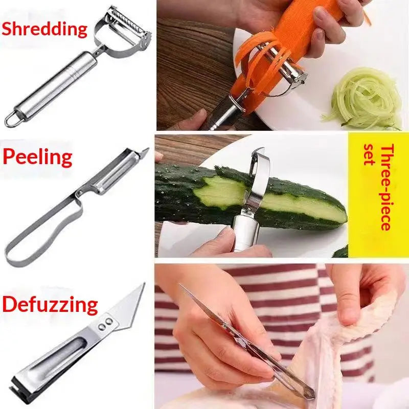 Stainless Steel Vegetable Peeler Set 1 or 3 Pcs | Kitchen Tool