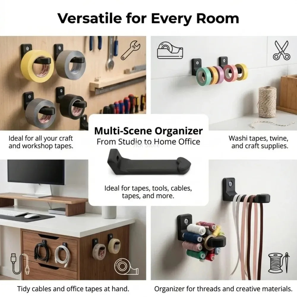 Wall Mounted Tape Dispenser Rack – Rustproof Hooks 3/5 Pc