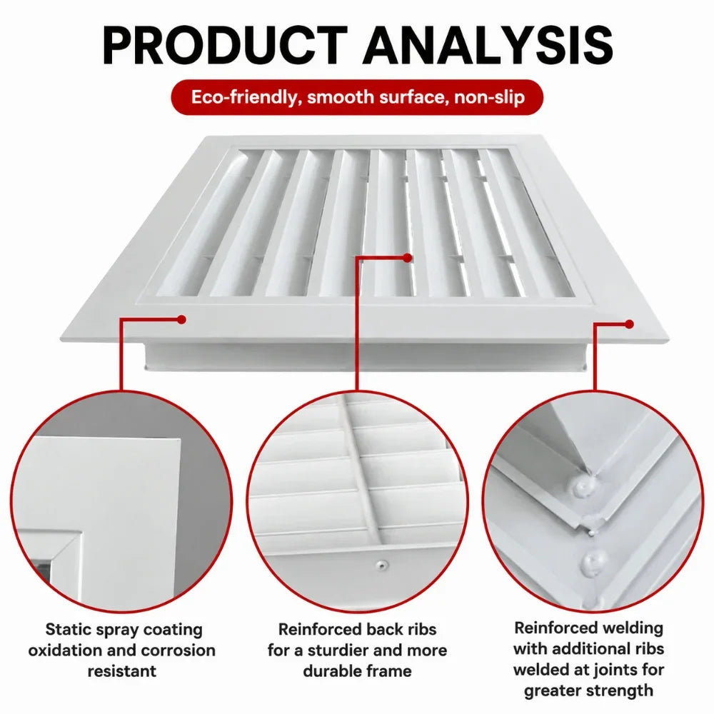 Aluminum Square Return Air Vent Grille White – Multi-Size Cover