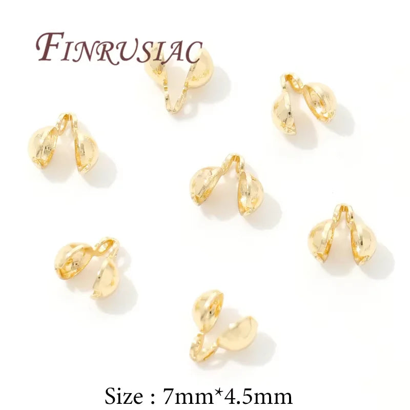 18K Gold Plated Crimp Beads & End Covers – 10/20 Pcs DIY