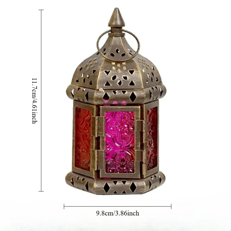 Moroccan Hanging Glass Candle Lantern | Iron Pendant Stand