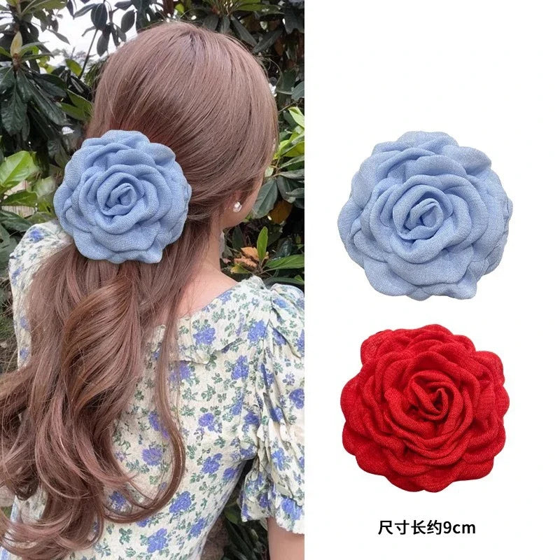 Rose Flower Hair Claw Clip – Elegant Shark Clip for Women