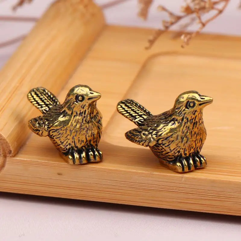 4pcs Mini Brass Bird Ornaments for Birdbaths & Garden Bowls
