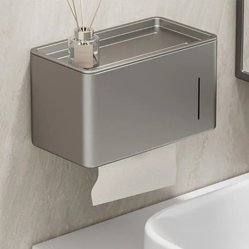 Wall-Mounted Toilet Paper Holder No-Drill Bathroom Dispenser