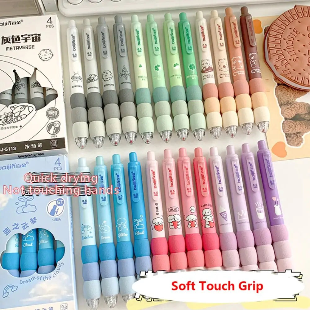 Soft Touch Gel Pens 0.5mm Black Ink – 4-Pack Set