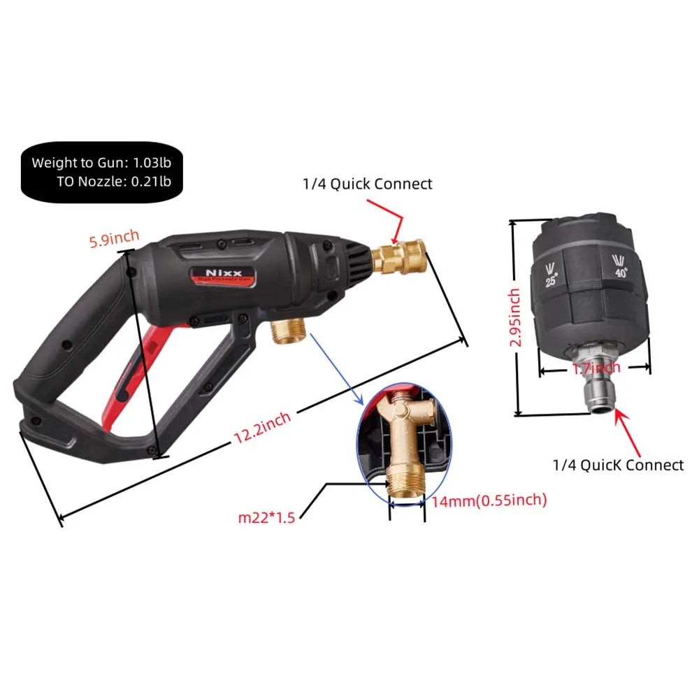 High Pressure Washer Spray Gun 5-in-1 Nozzle M22 Car Wash