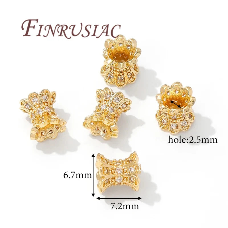 18K Gold Plated Zircon Spacer Beads – Brass DIY Jewelry Making