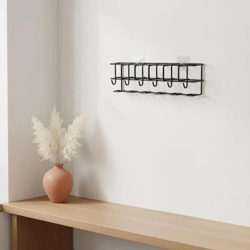 Wall-Mounted Umbrella Holder Indoor Storage Rack with Hooks