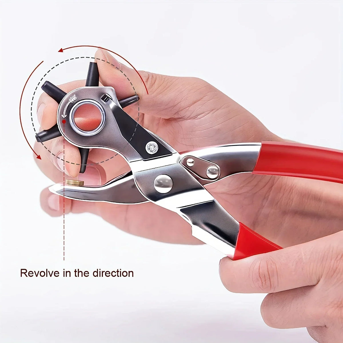 Heavy Duty Leather Hole Punch – 6-Size Revolving Belt Puncher