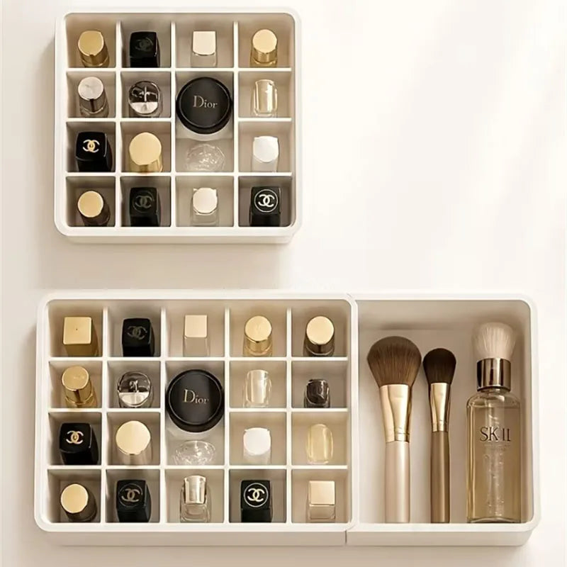 Telescopic Makeup Organizer – 5 & 16 Grid Expandable Drawer Box