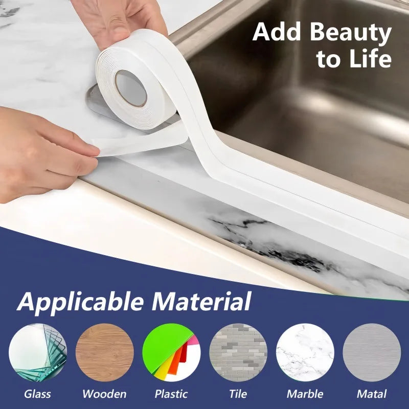 5M Waterproof Self-Adhesive PVC Caulk Tape – Kitchen & Bath