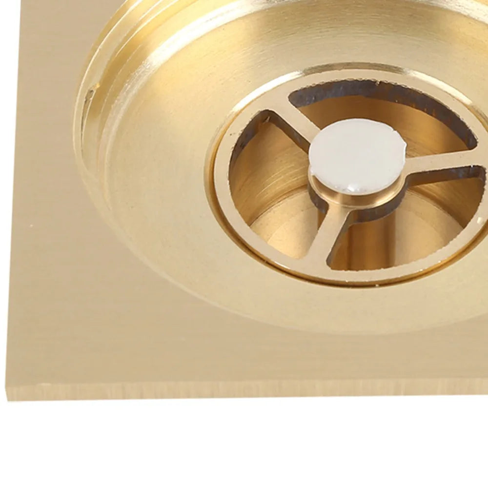 Brass Square Shower Floor Drain Removable Strainer – Gold Finish