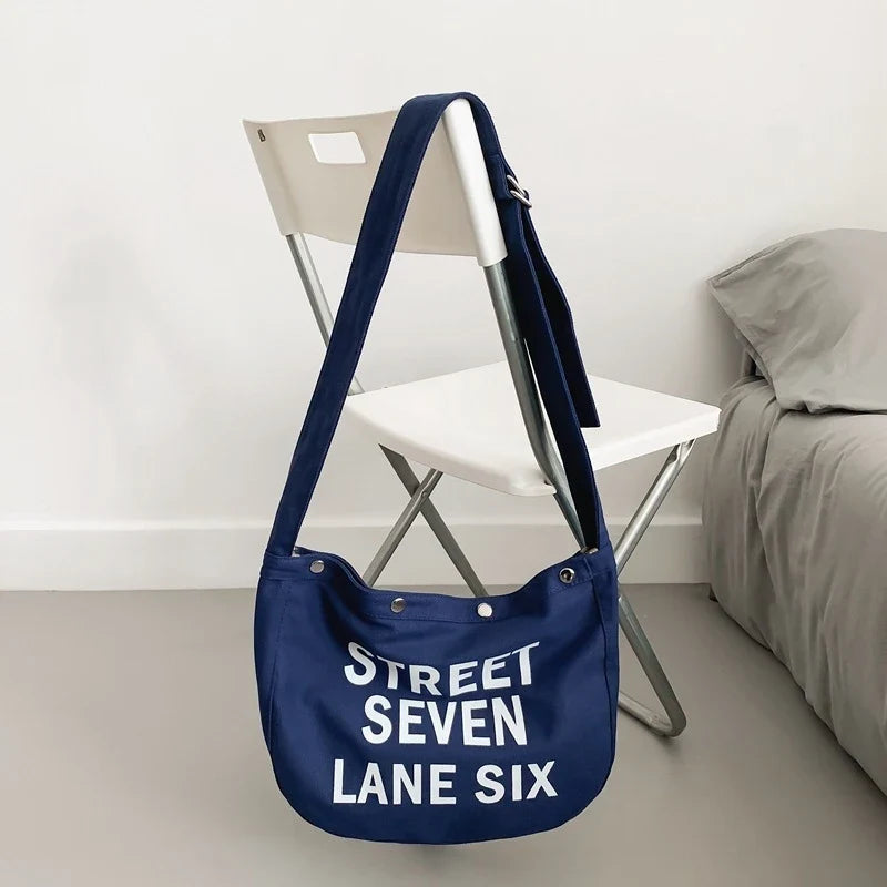 Japanese Puppy Print Canvas Crossbody Tote Bag – Unisex