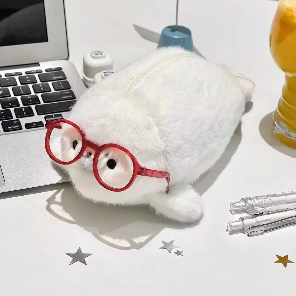 Cute Seal Plush Pencil Case – Large Capacity Stationery Bag