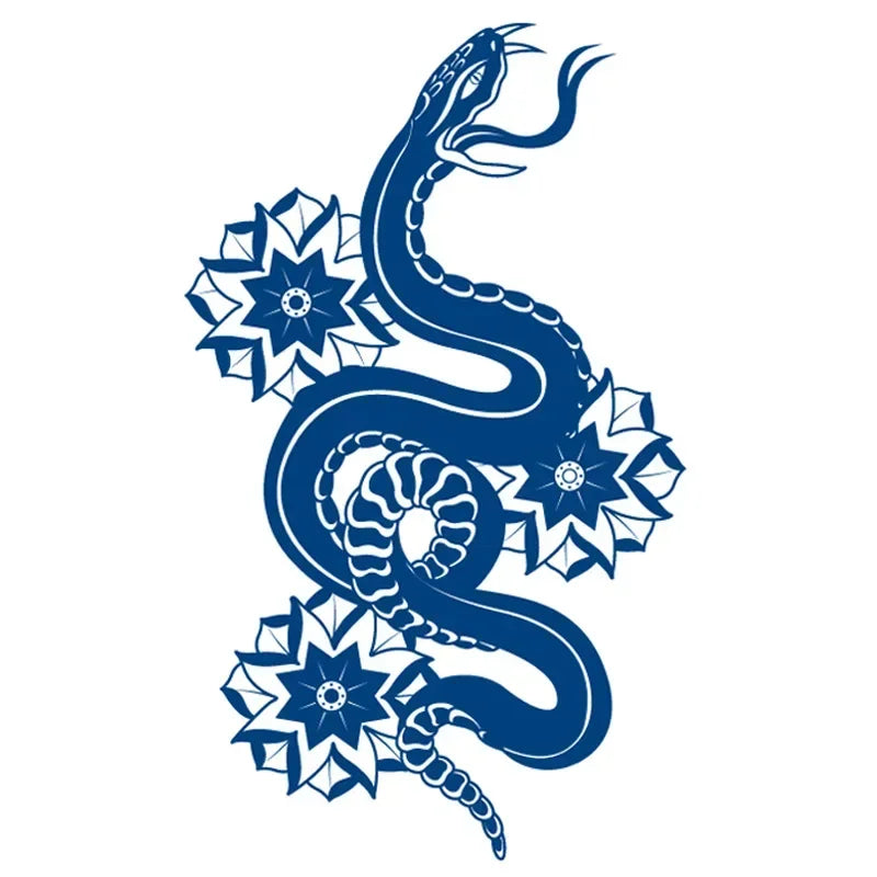 Blue Snake Temporary Tattoo Sticker – Waterproof Body Art