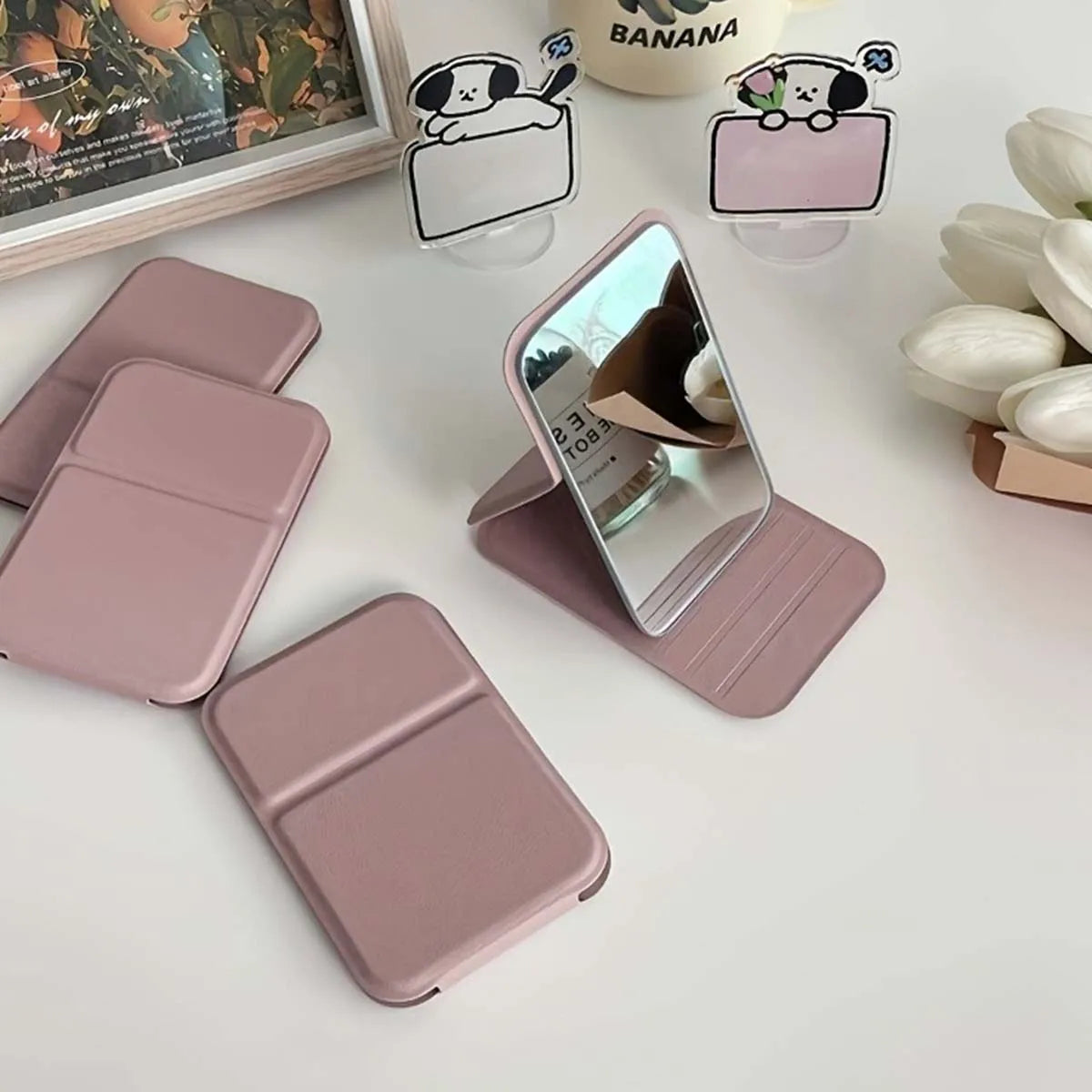 Nixie Mini Pink Foldable HD Makeup Mirror | Travel & Dorm