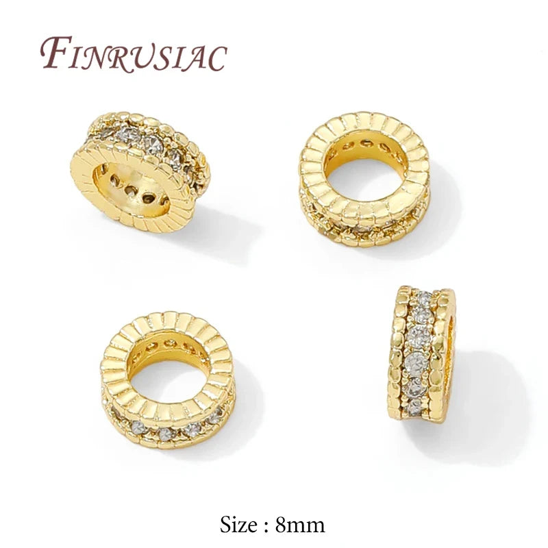 18K Gold Plated Zircon Round Spacer Beads 4mm 6mm 8mm – DIY