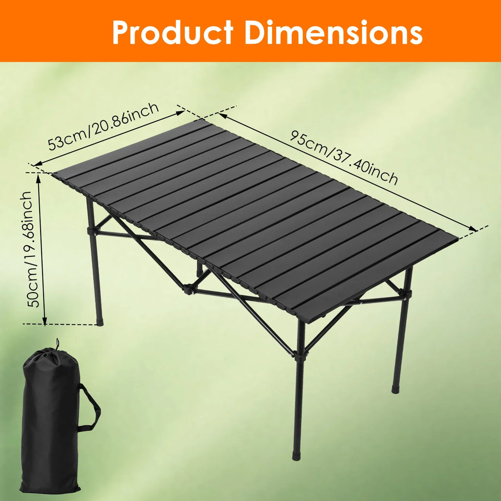 Portable Egg Roll Folding Camping Table | Carbon Steel Frame