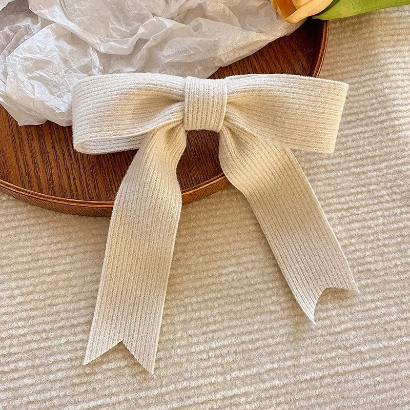 Korean Knitted Bow Hair Clip – Sweet Duckbill Hairpin for Women