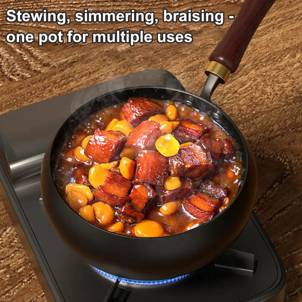 Forged Iron Wok with Wooden Lid – Nonstick, All Stovetops
