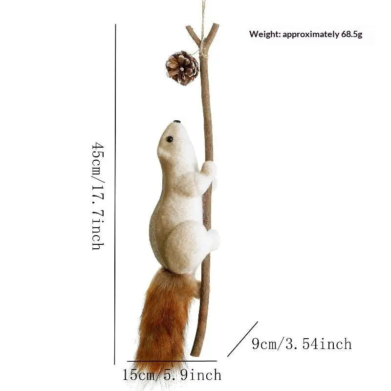 Plush Squirrel Christmas Ornament with Pinecone & Fluffy Tail