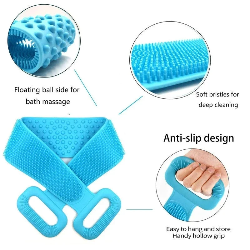 Silicone Body Scrub Brush & Exfoliating Back Bath Belt