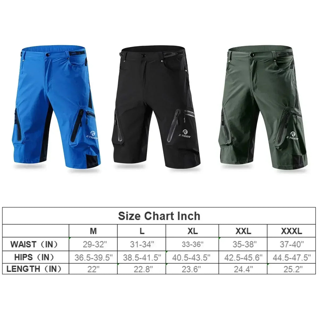 X-TIGER Men's MTB Bike Shorts – 7-Pocket Quick Dry Cycling
