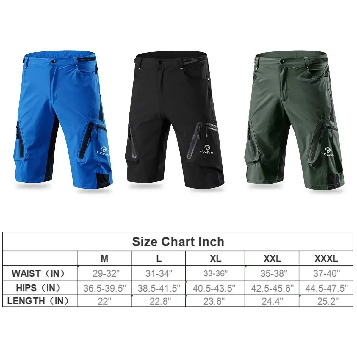 X-TIGER Men's MTB Bike Shorts – 7-Pocket Quick Dry Cycling