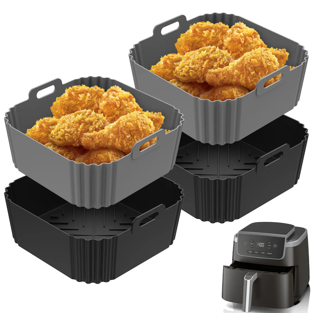 Silicone Air Fryer Liner – Reusable Square Baking Pan Tray