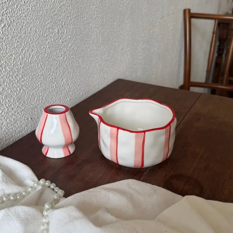 Handcrafted Ceramic Mixing Bowl Set with Pour Spout & Insert