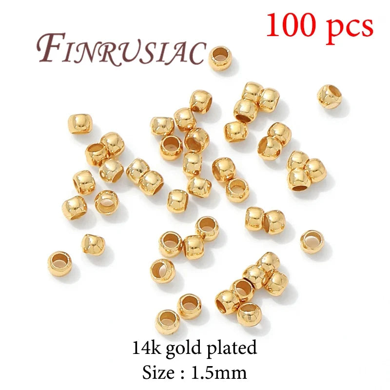 18K Gold Plated Crimp Tube End Beads for Jewelry Making – 100pcs