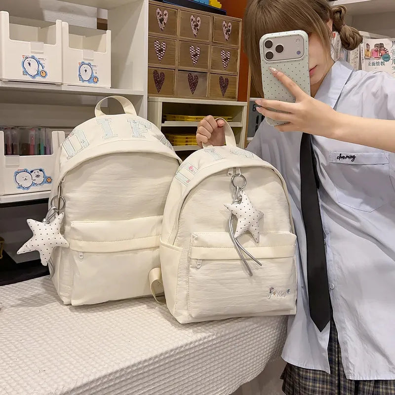 Korean Vintage Embroidered Letter Backpack – Unisex Student