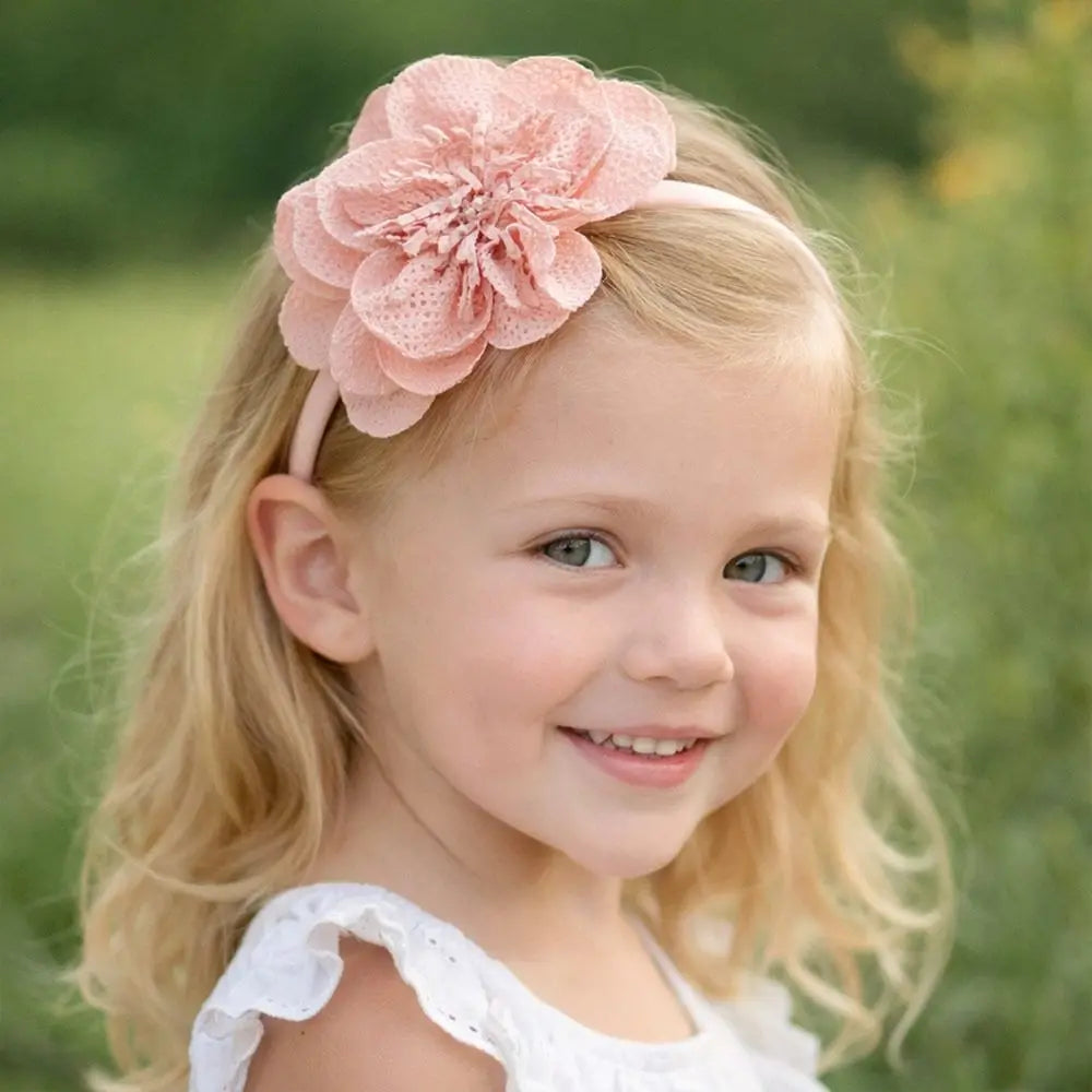 Girls Big Flower Crown Headband – Princess Grosgrain Hairband