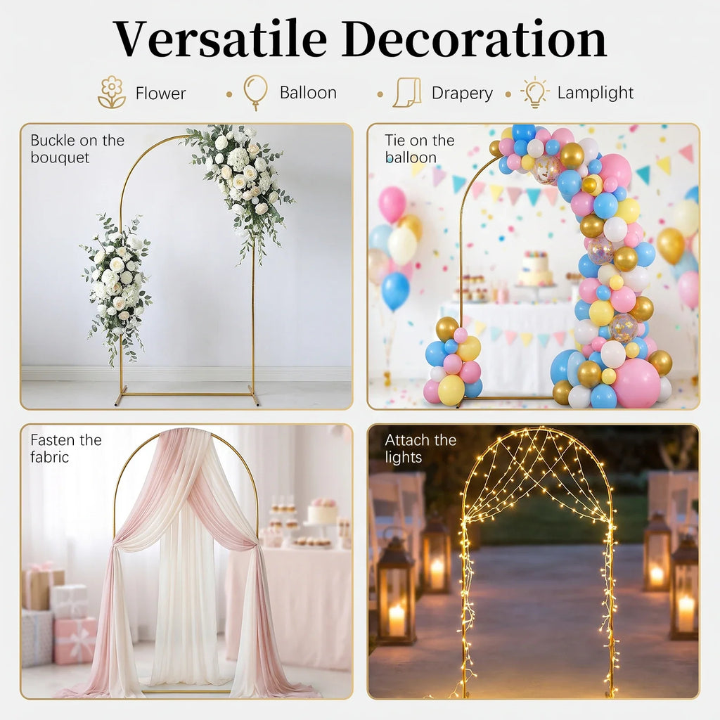 Gold Metal Wedding Arch Stand | Balloon Backdrop Frame