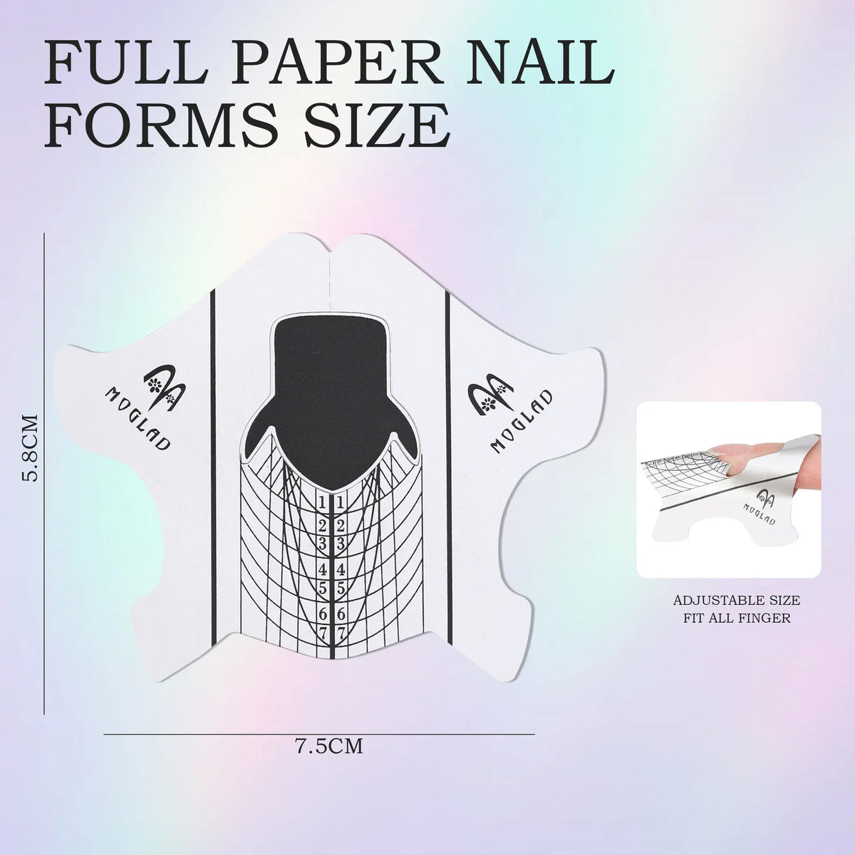 5-Pack Mixed Nail Extension Paper Forms – Self-Adhesive Tips