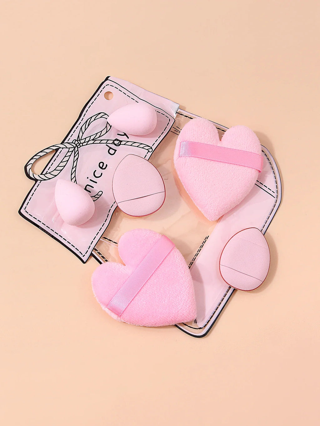 6-Piece Heart Shape Makeup Puff Set with Storage Bag