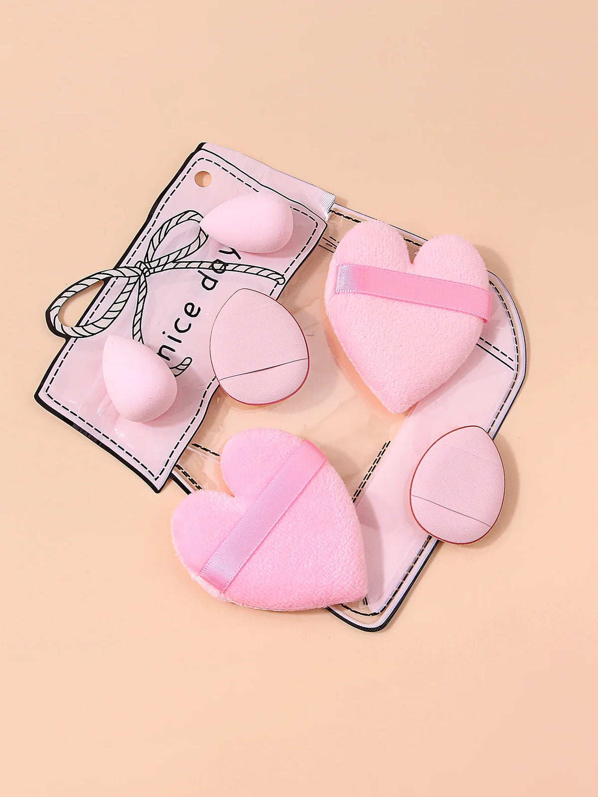 6-Piece Heart Shape Makeup Puff Set with Storage Bag