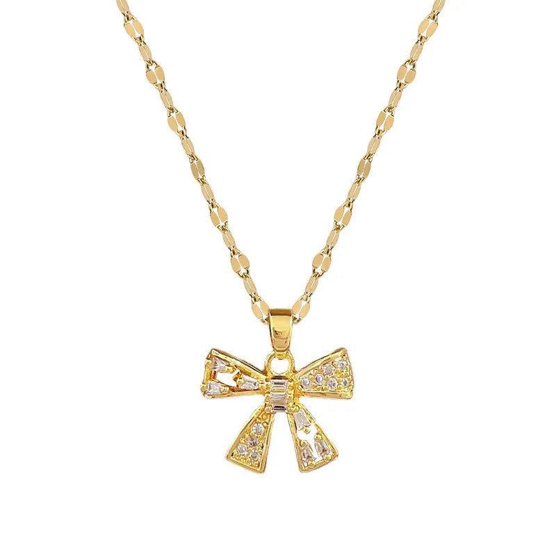 Butterfly Pendant Choker Necklace – Gold Stainless Steel