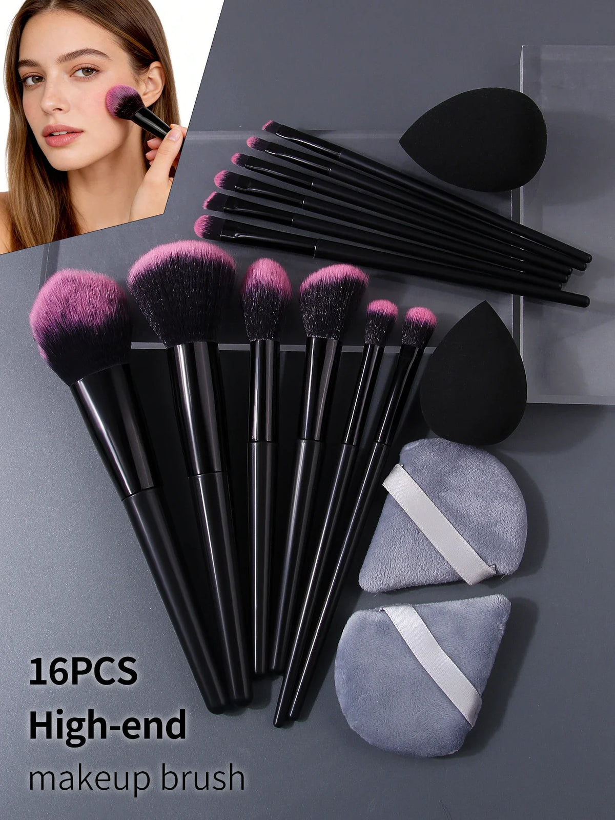 16-Piece Professional Makeup Brush Set – Soft Fluffy Brushes